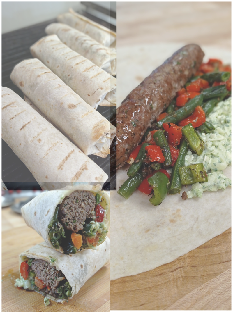 Lyulya beef kebab in pita bread