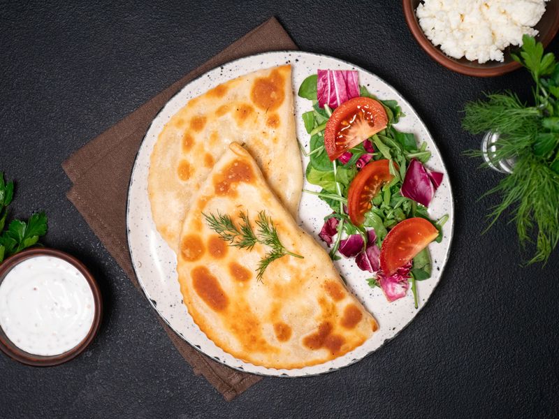 Cheese and herbs chebureki