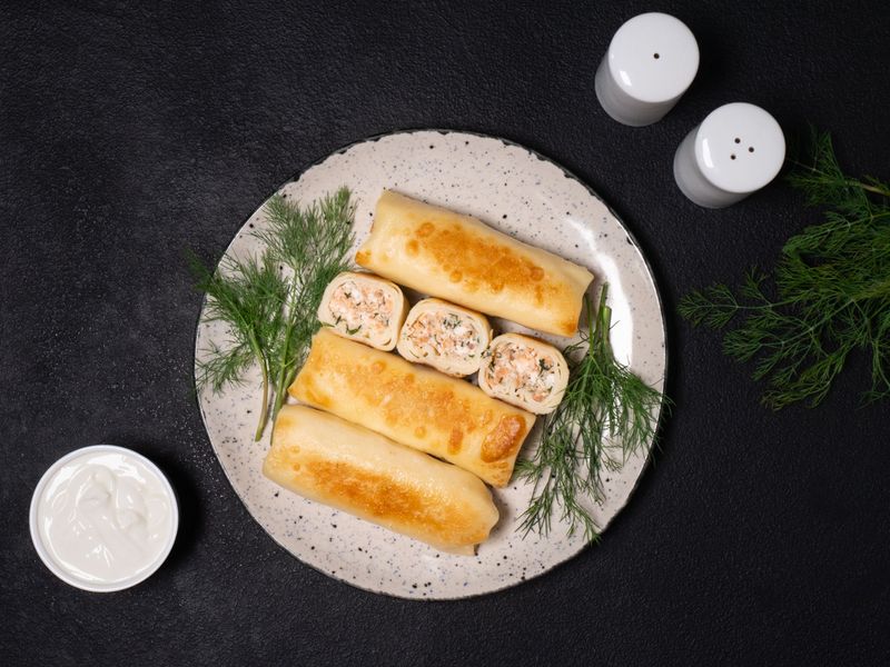 Salmon and cheese crepes