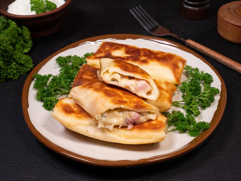 Ham and Dutch cheese crepes