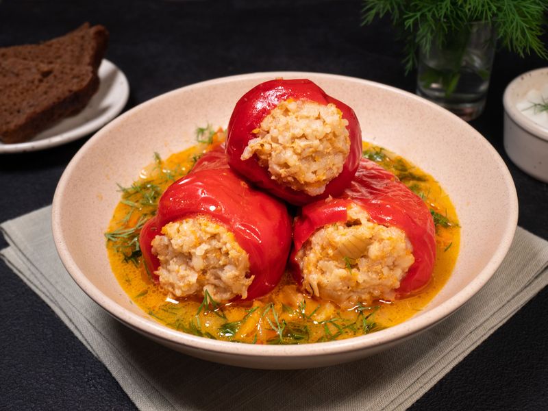 Mushroom-stuffed peppers