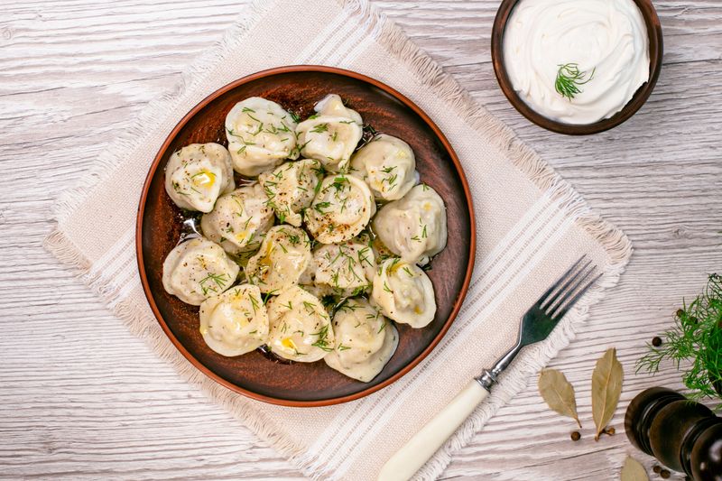 Three Meats pelmeni (meat dumplings)