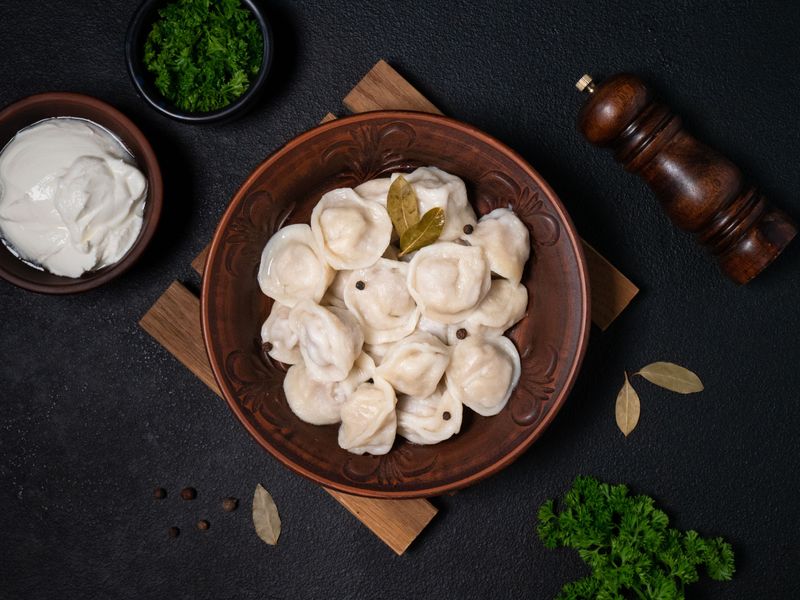 Veal pelmeni (meat dumplings)