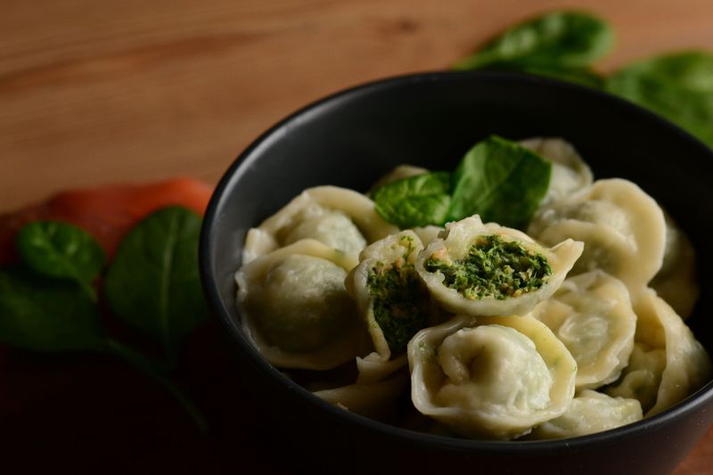 Salmon and Spinach pelmeni