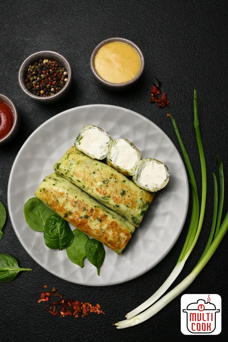 Spinach and cream cheese crepes