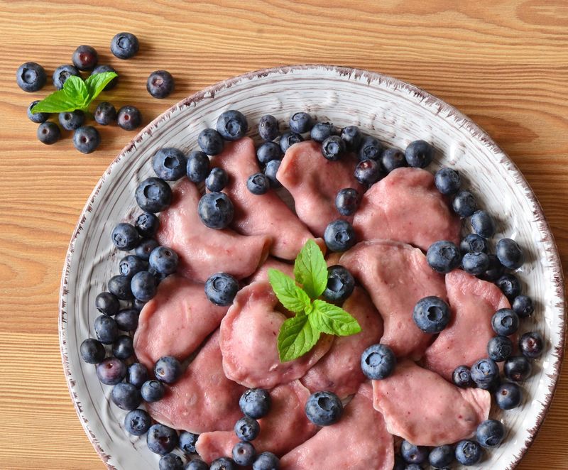 Blueberry varenyky (dumplings)